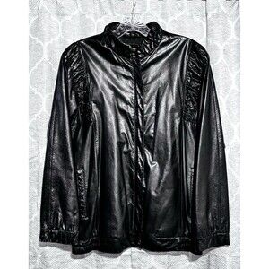 Vintage Reed Sportswear Black Leather Jacket Women’s Zip Front Quilted Panels